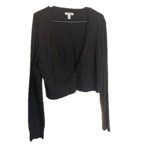 Nine West Black Cropped Button-Front Cardigan – XL